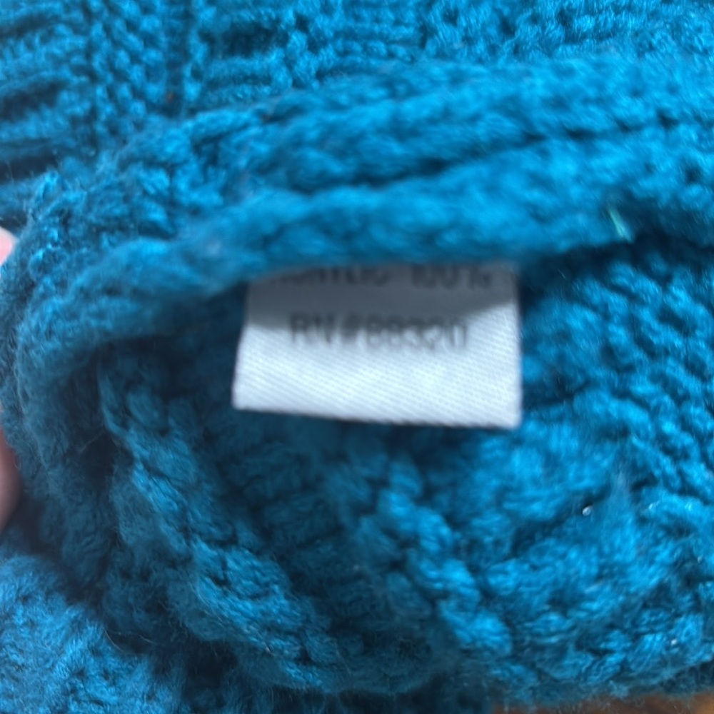 C.C Blue Teal Hat Beanie With Ponytail Hole Knit Winter Acrylic - Picture 3 of 3
